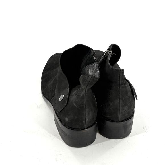 Eileen Fisher Billie Tumbled Nubuck Booties 7.5 Black NWOT Boots Ankle Side Snap - Picture 7 of 8